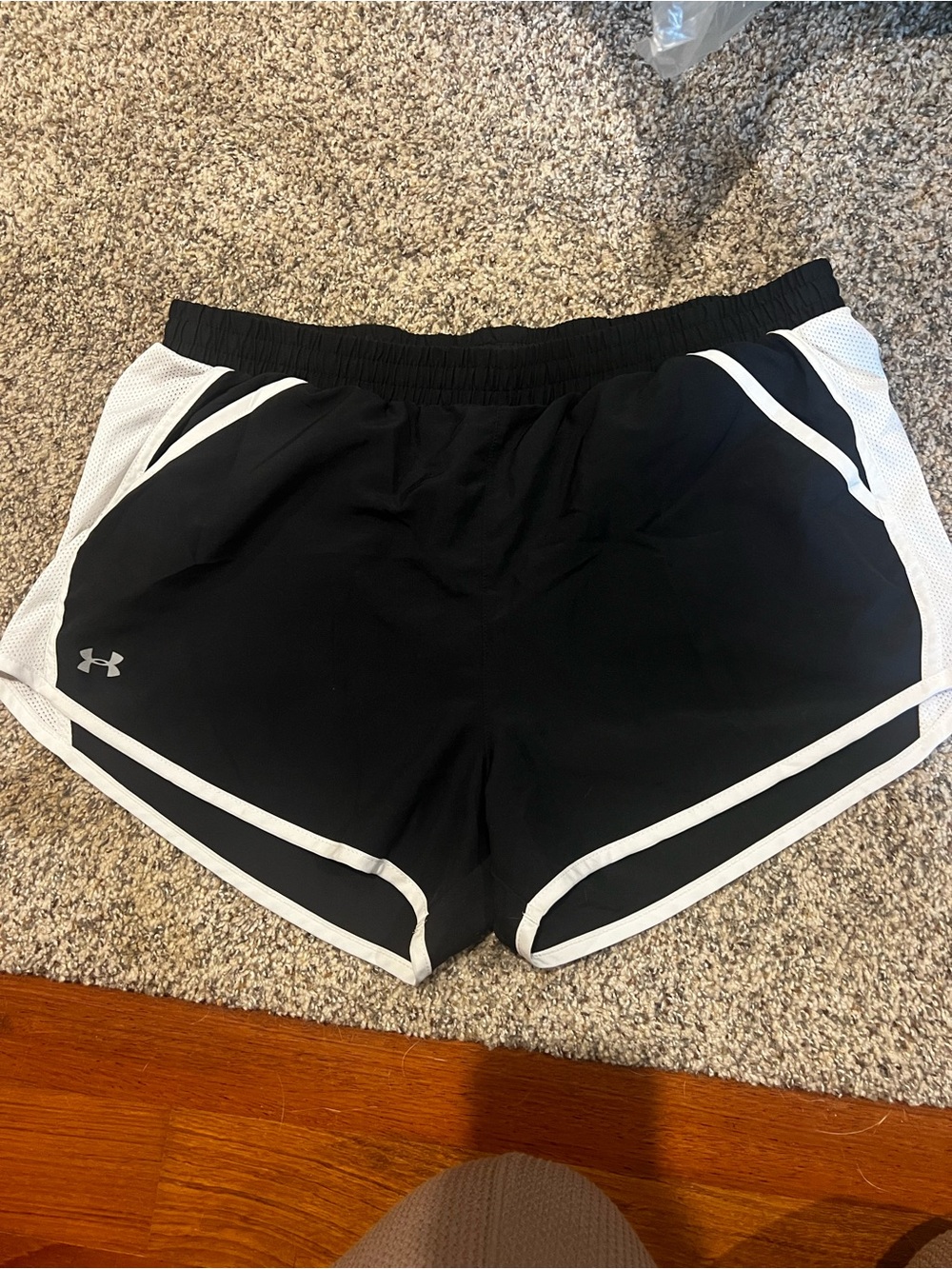 Under Armour Black and White Womenās Athletic Shorts